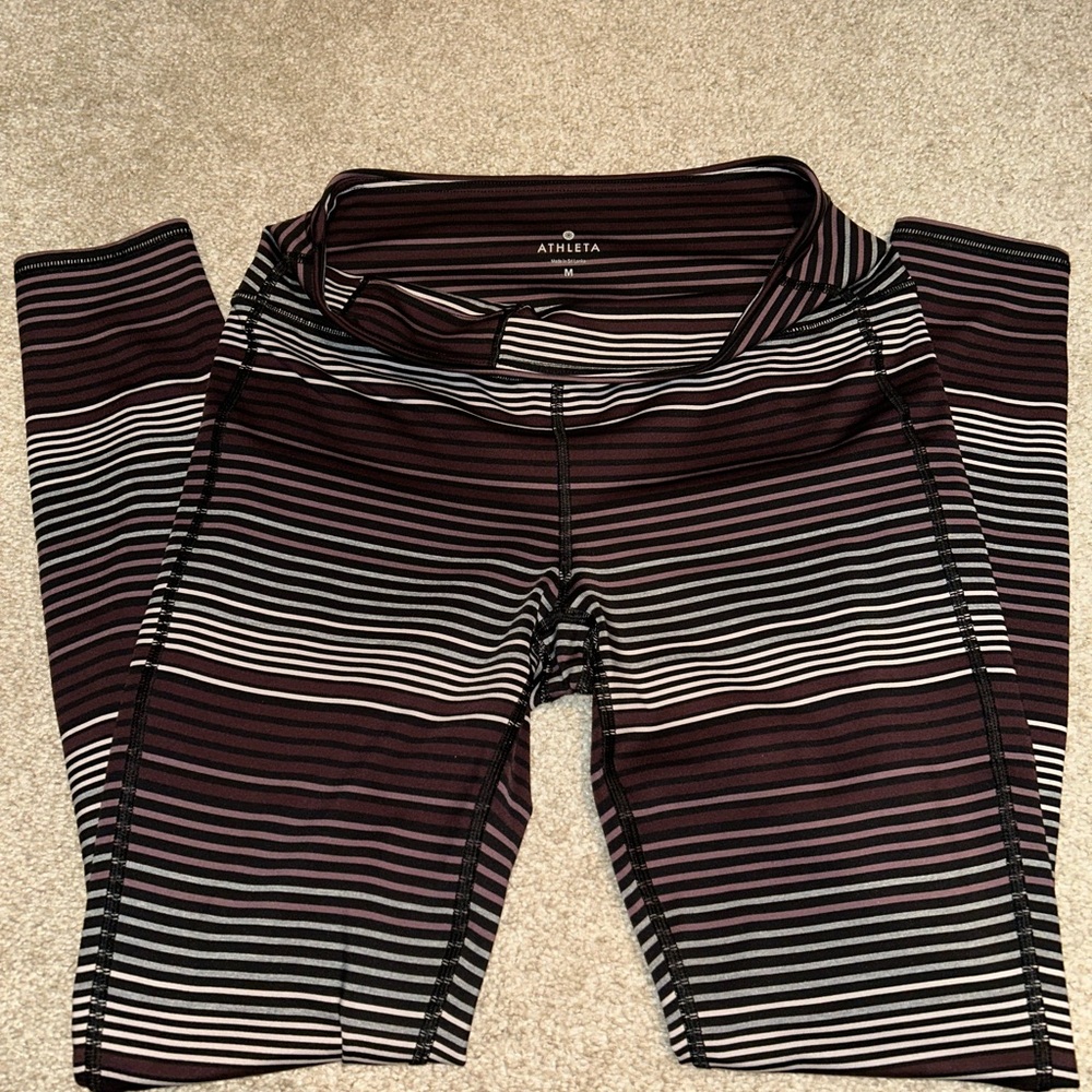 Athleta Purple/Multi Stripe Chaturanga Leggings